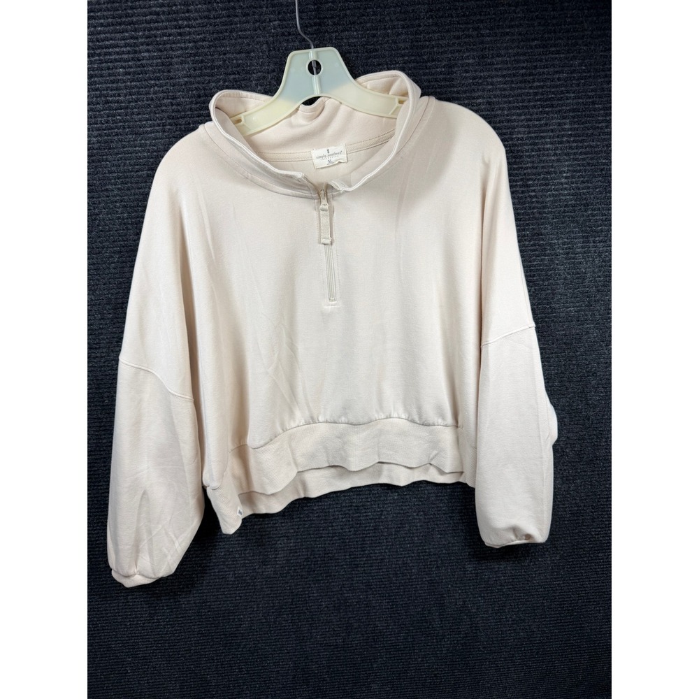 Simply Southern Cream Quarter Zip Cropped Pullover Sweatshirt XL Modal Blend